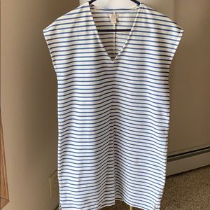 J. Crew summer dress, striped white/blue, small